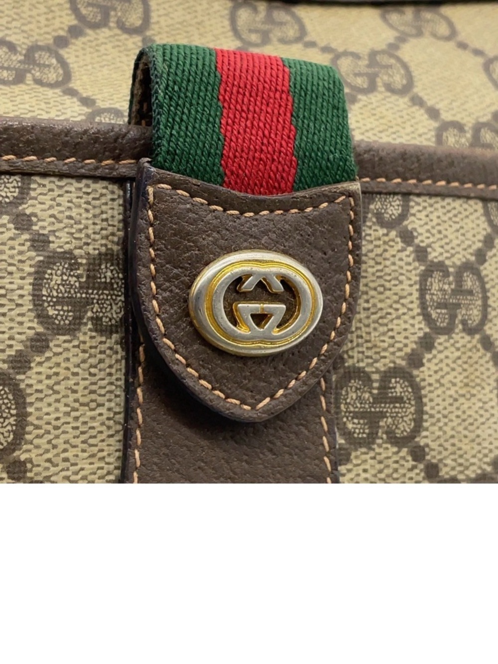 Gucci Brown GG Canvas Crossbody Bag with Web Stripe - Picture 4 of 11